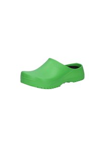 Sabots en caoutchouc verts avec une finition texturée, un bout rond, un arrière ouvert et une semelle durable anti-dérapante.