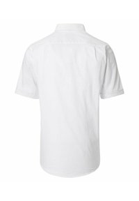 Korte mouwen witte blouse van katoen met een klassieke kraag en rugpasdetails. Eenvoudig ontwerp met een gladde textuur.