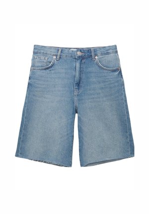 PULL&BEAR FRAYED HEM - BERMUDA - Jeansshort - dark blue denim