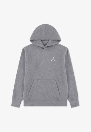 Sweatshirt com capuz cinzento em mistura de algodão. Apresenta um bolso frontal tipo canguru e um pequeno logo branco Jumpman no peito.