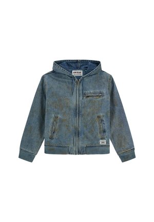 Denim-Hemdjacke in verblasstem Blau mit einem Frontreißverschluss, zwei Seitentaschen und einer Brusttasche. Mit gerippten Bündchen und Saum.
