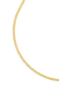 Goldene Halskette mit verlinkten ovalen Segmenten, glatter Oberfläche und polierter Optik. Geeignet für verschiedene Stile und Anlässe.