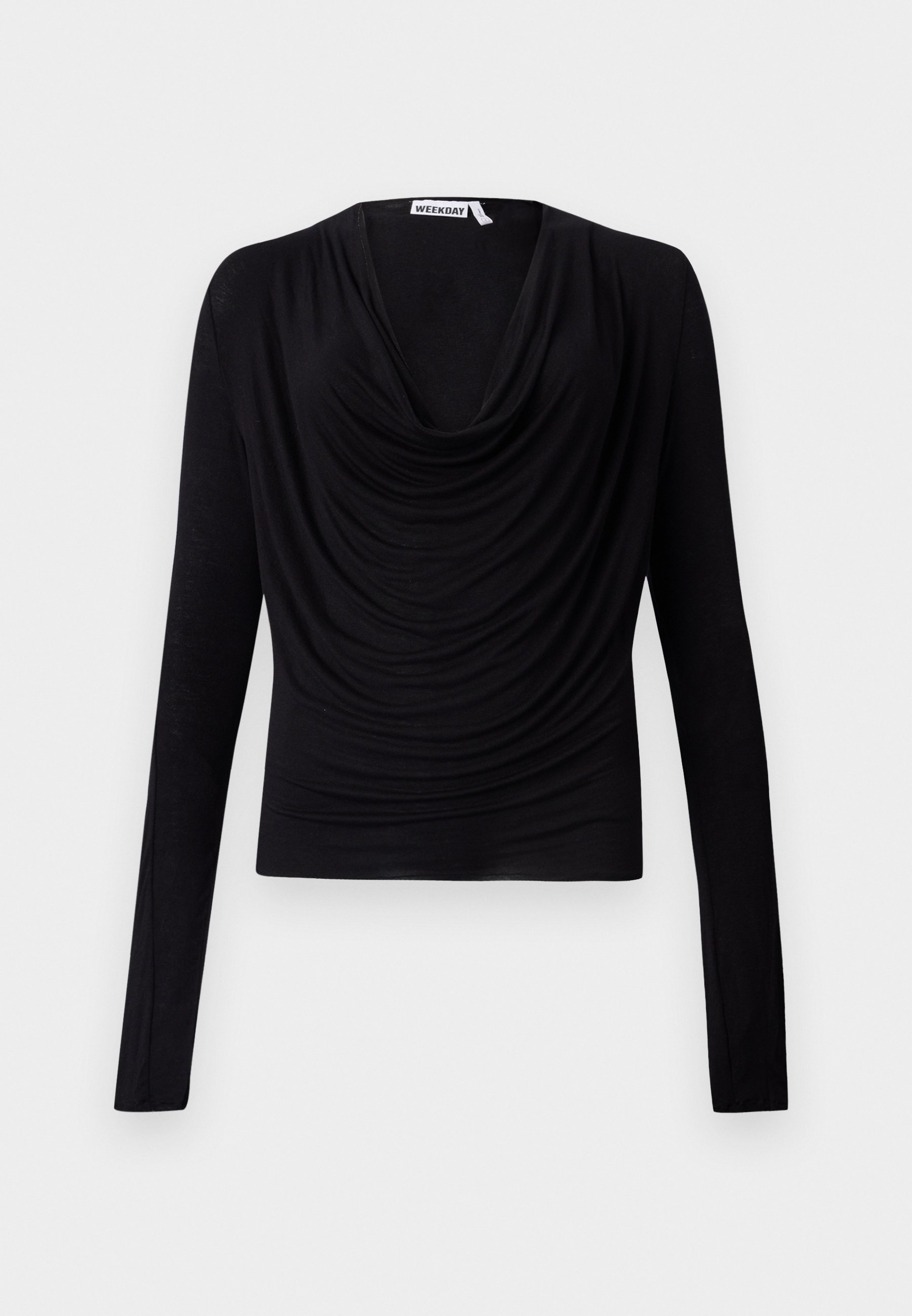 売れ筋商品|||ウィークデイ Tシャツ レディース トップス MELINDA DRAPE - Long sleeved top - black draped long-sleeved top - Black | Weekday WW