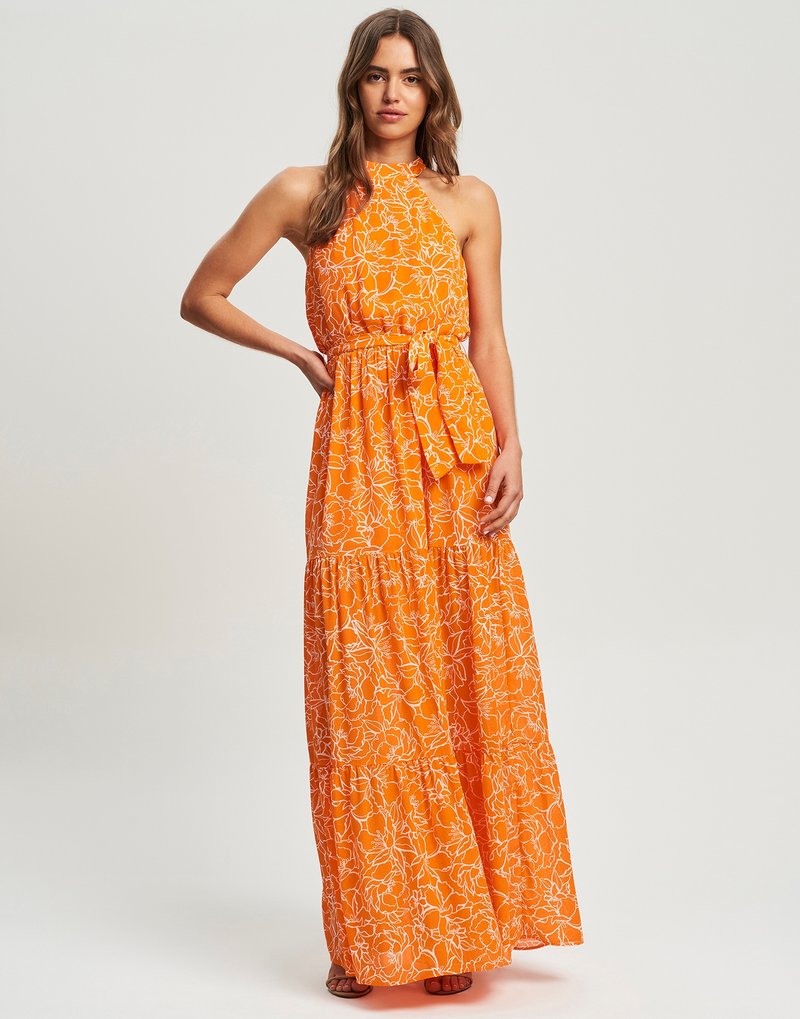 TUSSAH Robe longue orange blooms/orange ZALANDO.FR
