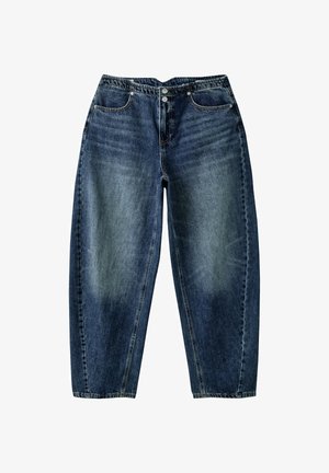 Stradivarius, BARREL-FIT JEANS WITH BACK ADJUSTER - Wide Leg - mottled blue