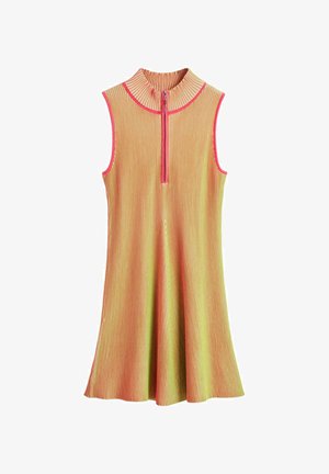 Desigual, IRIDESCENT KNIT ZIP DRESS - Gebreide jurk - yellow