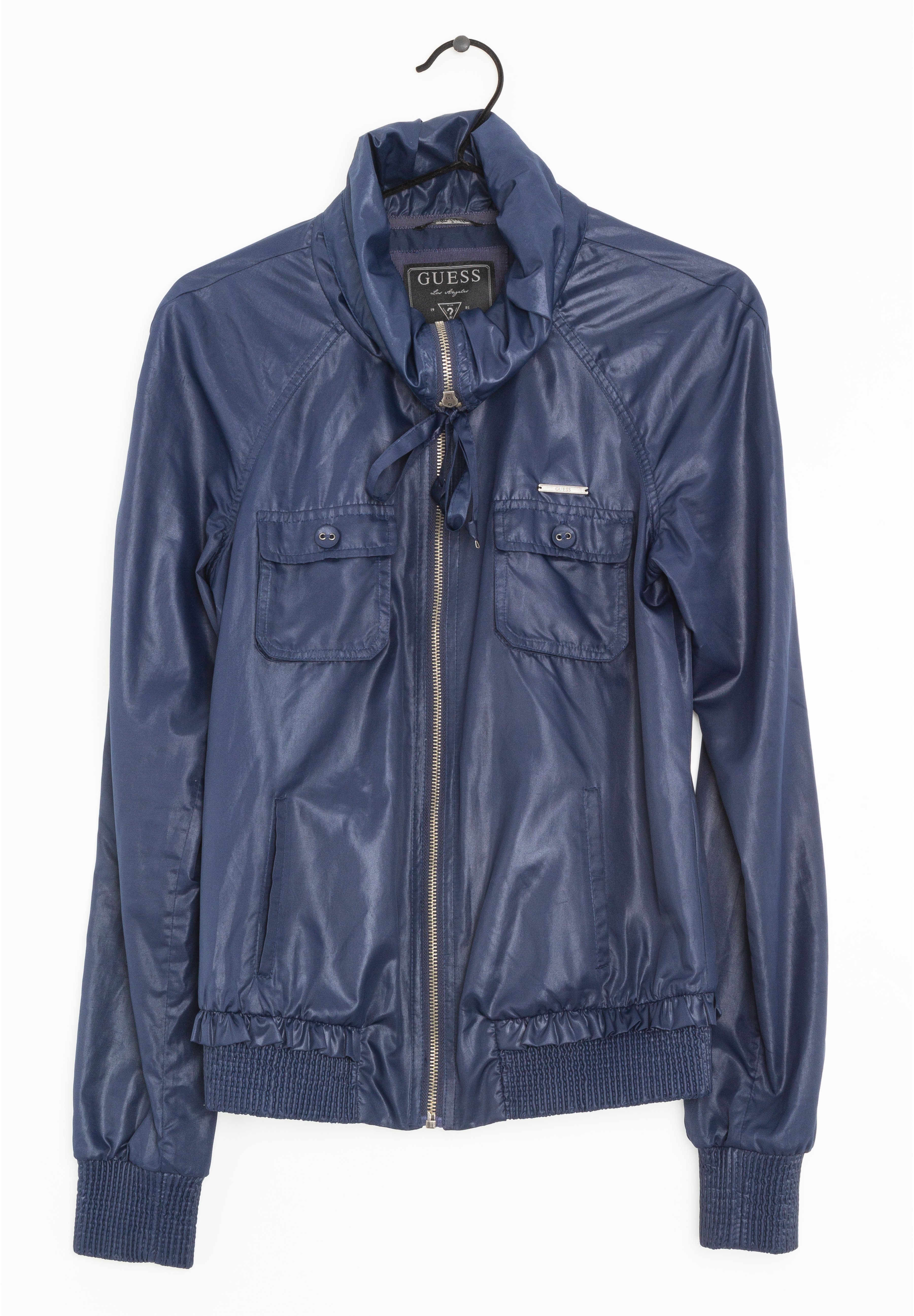 guess blue leather jacket