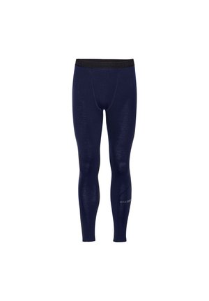 Dunkelblaue thermo Leggings mit glatter Textur, elastischem Taillenbund mit Logo-Detail und einer taillierten Passform, die bis zu den Knöcheln reicht.