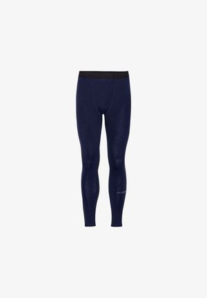 Navy blauwe thermoleggings met een zachte textuur, een elastische tailleband met logo-detail, en een aansluitend ontwerp dat tot de enkels reikt.