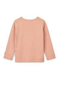 Langarmshirt aus weichem Pfirsichbaumwollstoff, mit Rundhalsausschnitt und einfacher Naht. Beinhaltet ein kleines Logodetail am linken Ärmel.
