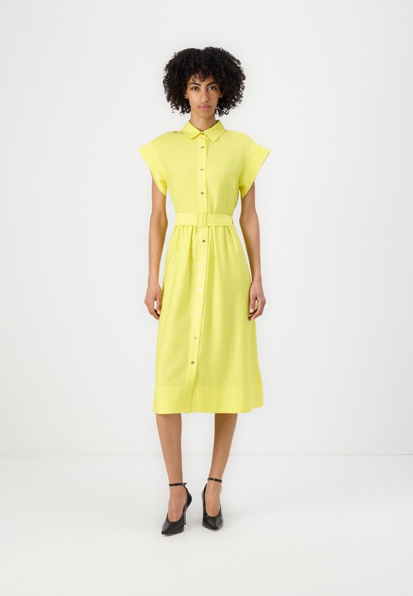 BUTTON DOWN SHIRT DRESS GROMMETS BELT - Shirt dress - daffodil