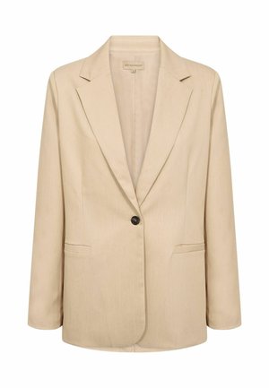Béžové sako na jeden knoflík s klopami s výřezem, dvěma předními lištovými kapsami a dlouhými rukávy, střižené pro volnější fit.