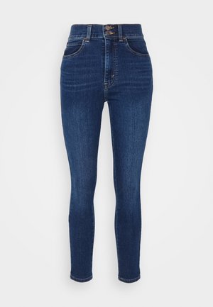 RETRO HIGH SKINNY DOUBLE BUTTON - Ļoti pieguloši džinsi - dark blue denim