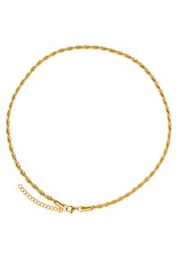 Collier en chaîne torsadée en or avec une finition lisse, doté d'un fermoir en forme de homard et d'une rallonge de chaîne réglable pour un ajustement.