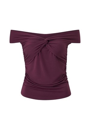 Ellos Collection, TOP MIT GEDREHTER FRONT. - Print T-shirt - pflaume
