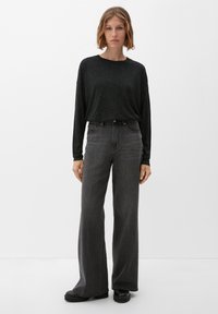 s.Oliver LONGSLEEVE GLITZEREFFEKT - Langarmshirt - schwarz