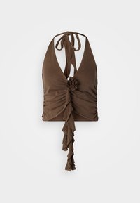 BDG Urban Outfitters IRIS RUFFLE HALTER - Top - chocolate
