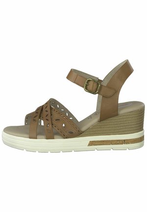 Wedge sandals - cognac