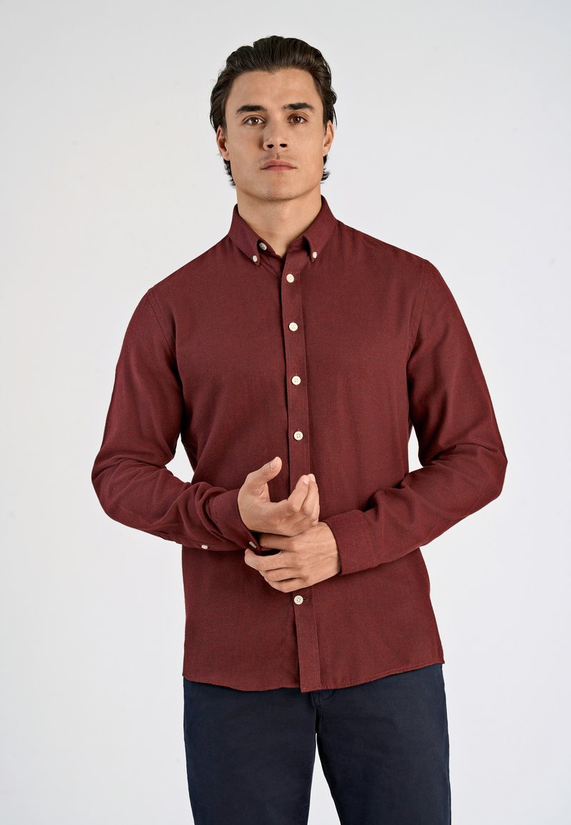 Lindbergh MELANGE BRUSHED SHIRT - Camicia - burgundy