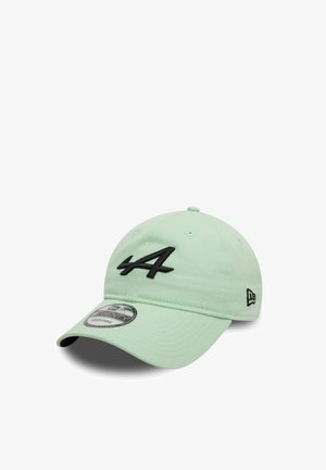 Jasnozielona czapka z czarnym haftowanym "A" i zakrzywionym daszkiem. Posiada regulowany pasek oraz logo New Era z boku.