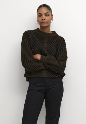 KAVERA - Strickpullover - java black stripe