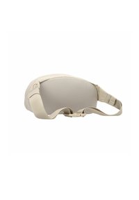 Borsa a vita beige con tessuto strutturato, forma curvata e tracolla regolabile. Dotata di una chiusura sicura e un design minimalista.