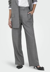 ONLY LINDA GERADE GESCHNITTEN - Hlače - medium grey melange
