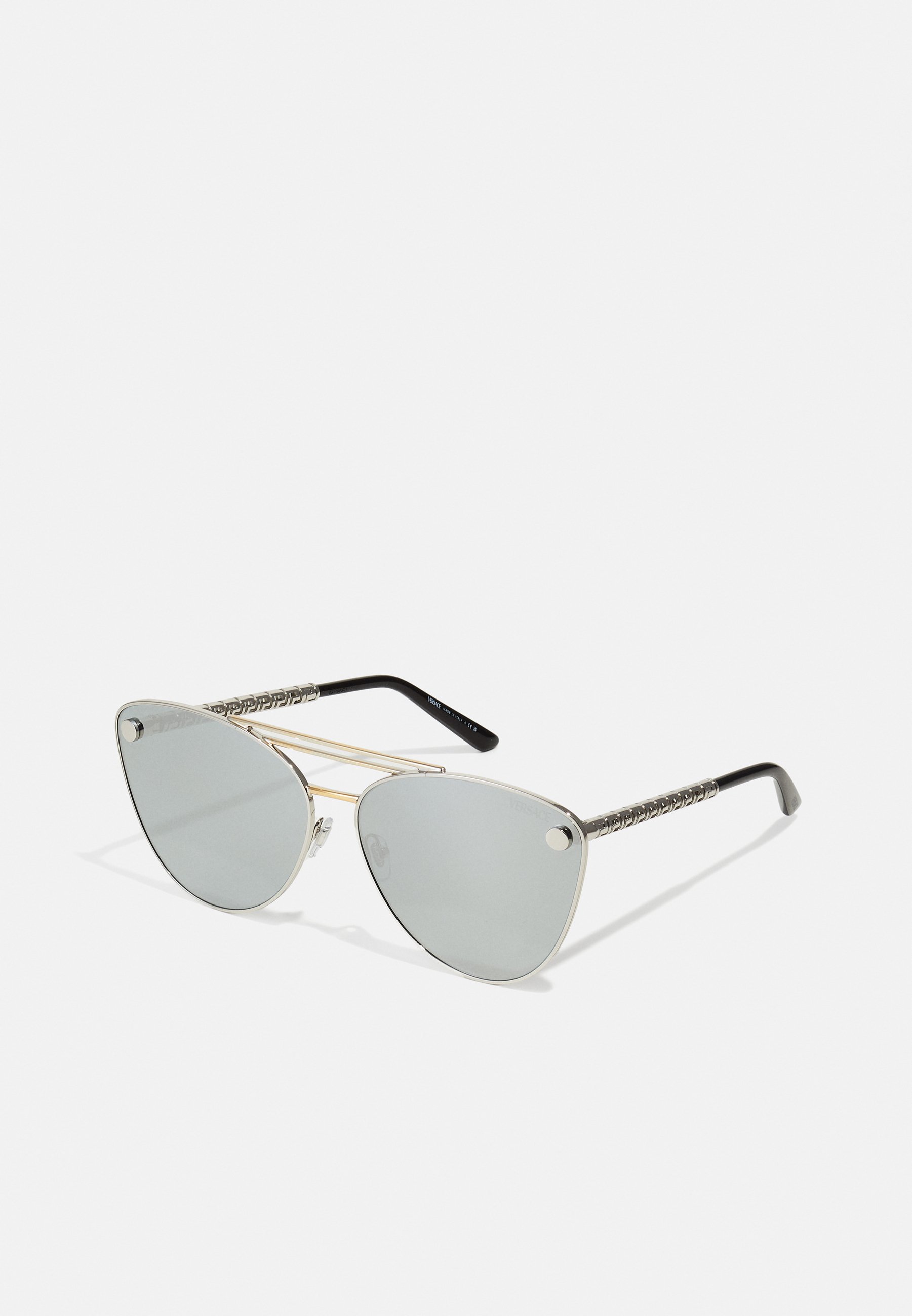 Versace Metallic Silver Cat-Eye Sunglasses Gianni Versace 1996 Vintage Silver Medusa Oval Metal  main image 2
