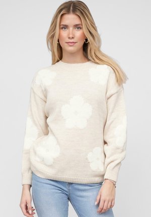 Cloud 5ive CREWNECK WITH FLOWERS - Jumper - beige