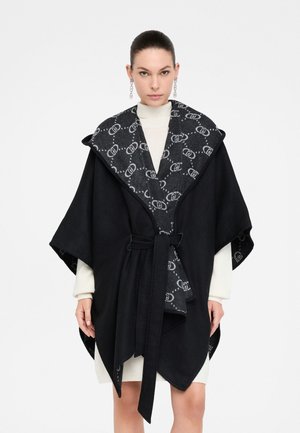 PONCHO WITH HOOD - Mantella - black