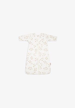 Katoenen slaapzak in crème met een bloemenpatroon in beige. Voorzien van lange mouwen, een ritsluiting aan de voorkant en een zachte, gewatteerde textuur.