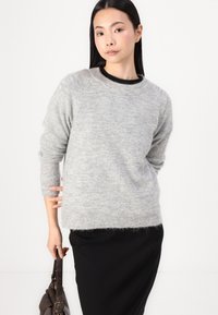 Selected Femme SLFLULU LS O-NECK B NOOS - Vesta - light grey melange