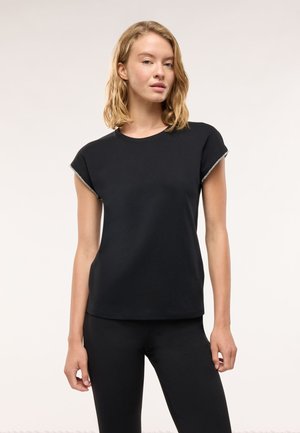 Terranova, T-SHIRT CON PROFILI MANICHE STRASS - T-shirt con stampa - nero