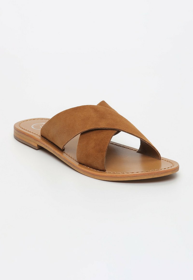 Damen Flache Pantoletten | White Sun Pantolette flach camel - YR21926 Damen Flache Pantoletten | White Sun Pantolette flach camel - YR21926