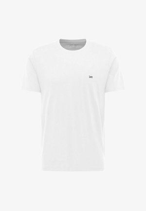 Fehér, rövid ujjú, pamut póló, környakas, a bal mellrészen egy kis kék Lee logóval.
