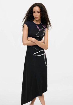 Desigual, ASYMMETRIC FLORAL DRESS - Vestito di maglina - black