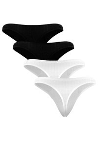 Drei-Pack Slips: zwei schwarze und ein weißer. Leichtes Gewebe mit feinem Karomuster, in niedrig geschnittenem Stil und mit weichem Bund.
