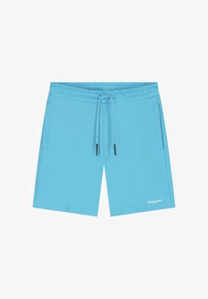Lichtblauwe casual short met een elastische tailleband, trekkoord, zijzakken en een klein wit "BALLIN'" logo op het linkerbeen.