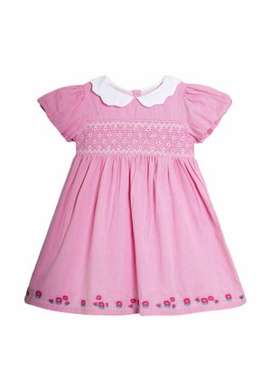 REGULAR FIT - BOW EMBROIDERED COLLAR SMOCKED  - Rochie de zi - mid pink