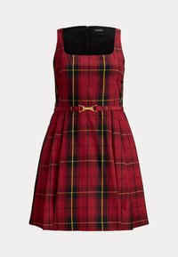PLAID BELTED TAFFETA COCKTAIL DRESS - Vestito elegante - black/red