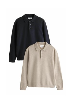 Next, REGULAR FIT - ESSENTIAL KNITTED POLO SHIRTS 2 PACK - Long sleeved top - neutral navy blue