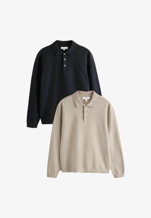 Next, REGULAR FIT - ESSENTIAL KNITTED POLO SHIRTS 2 PACK - Langarmshirt - neutral navy blue