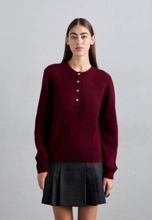 PULL TUNISIEN A COTES BOUTONS DORES - Pullover - bordeaux