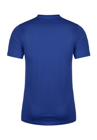 Koninklijk blauwe t-shirt met korte mouwen, gemaakt van een soepele, lichte stof. Heeft een ronde halslijn en een eenvoudige, onversierde achterkant.