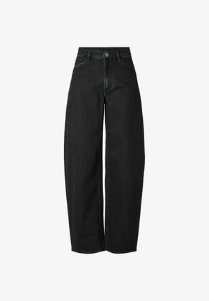 Pieces, PCGRACE MW BARREL ANK JEANS NOOS BC - Wide Leg - black denim1
