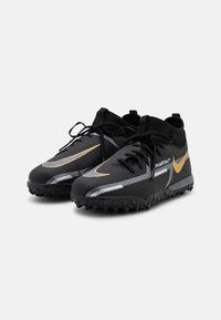 Nike Performance JR PHANTOM GT2 ACADEMY DYNAMIC FIT TF UNISEX - Botas de futebol para piso sintético - black/metallic dark grey/metallic gold