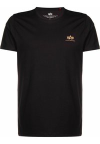 Alpha Industries - T-SHIRT CAMO BACKPRINT - Jednoduché tričko - black/woodland Miniatura obrázku 1