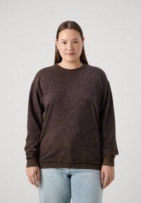 ONLY Carmakoma CARLEONI LIFE O NECK  - Športni pulover - black coffee washed