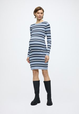 MLESRIN JUNE L/S SHORT DRESS 2F - Vestido de punto - brunnera blue stripes:blue and birch