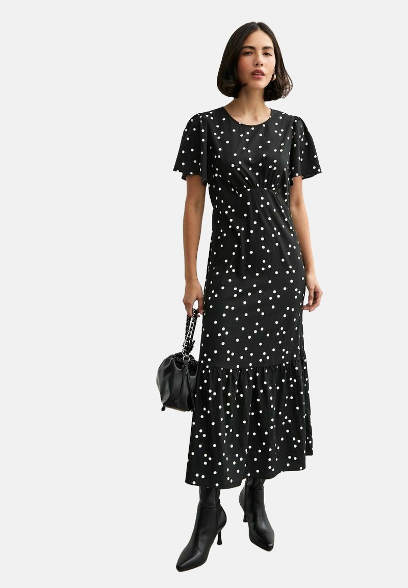 New Look - SPOT FRILL SLEEVE MIDI  - Day dress - black pattern, Enlarge